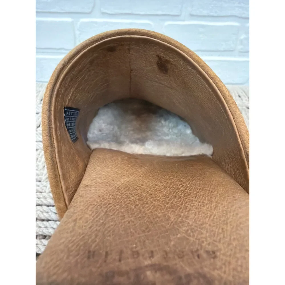 Ugg Studded Suede Platform Clogs Chestnut Wood Heel Size 6